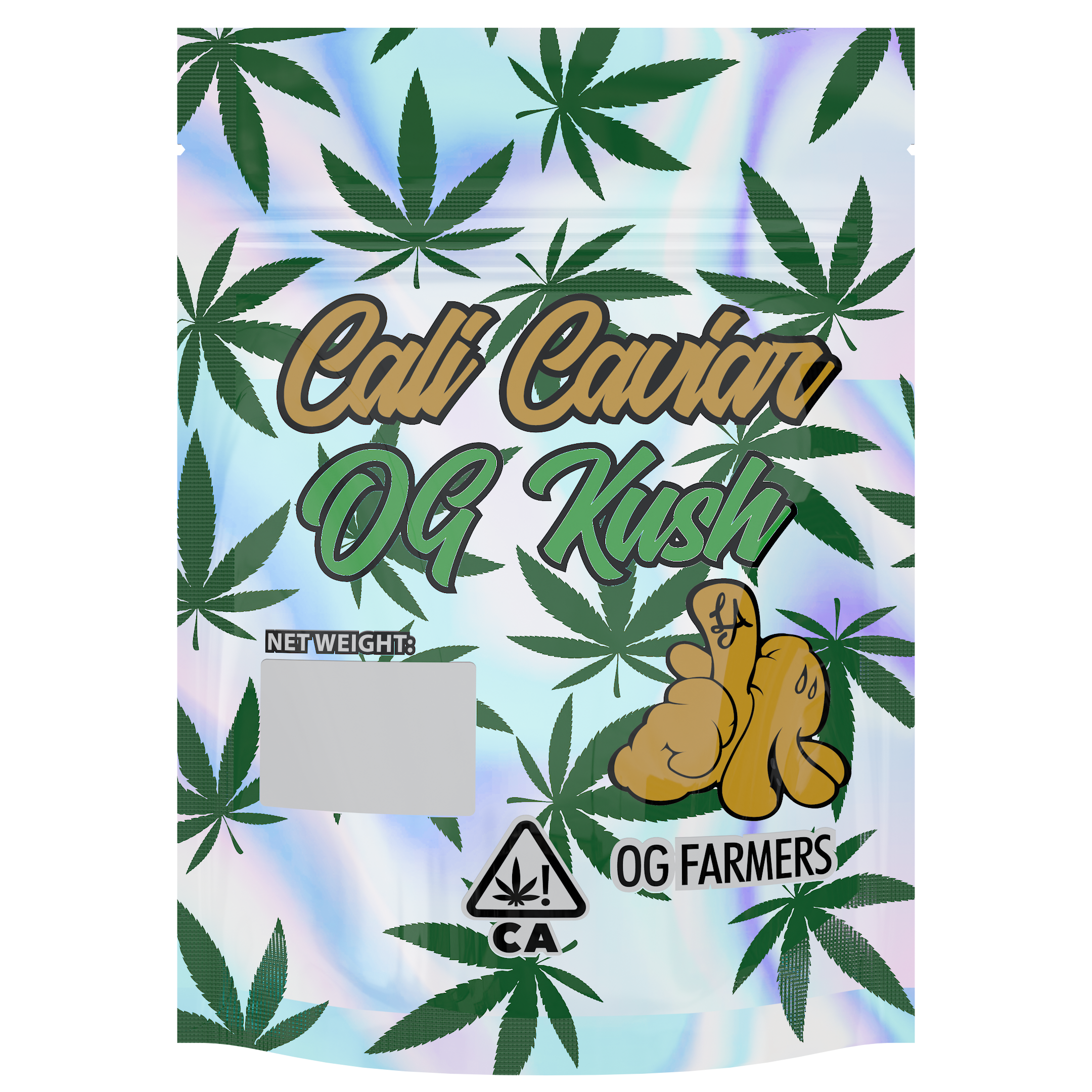 1/8th 3.5g 8th OGK Cali Caviar Designer Custom Printed Mylar Bags (1,000 qty.) - Dragon Chewer