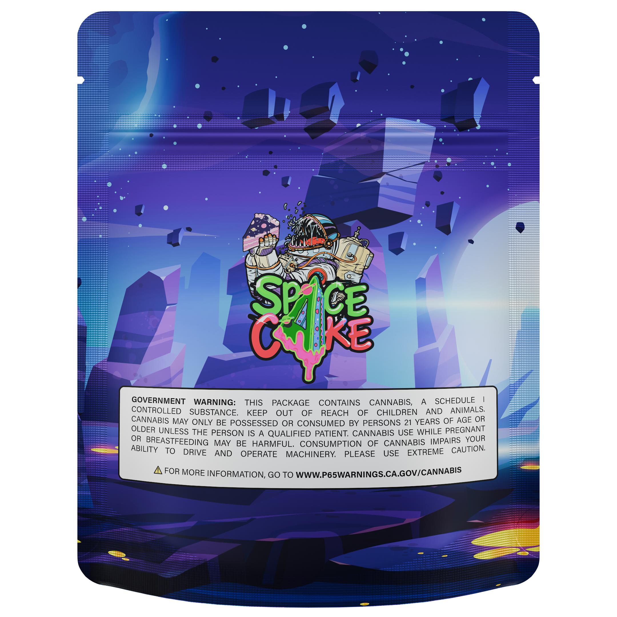 1/8th 3.5g Ounce Space Cake Designer Custom Printed Mylar Bags (100 qty.)