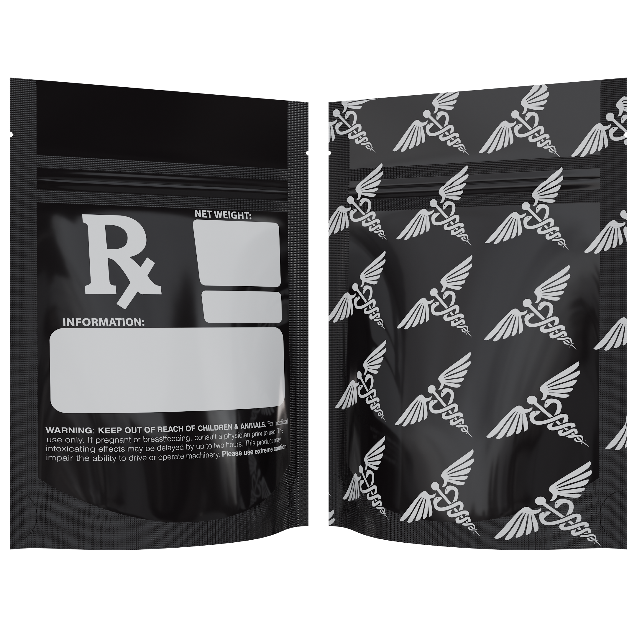 1/8th 3.5g 8th Black Rx Designer Custom Printed Mylar Bags (1,000 qty.) - Dragon Chewer