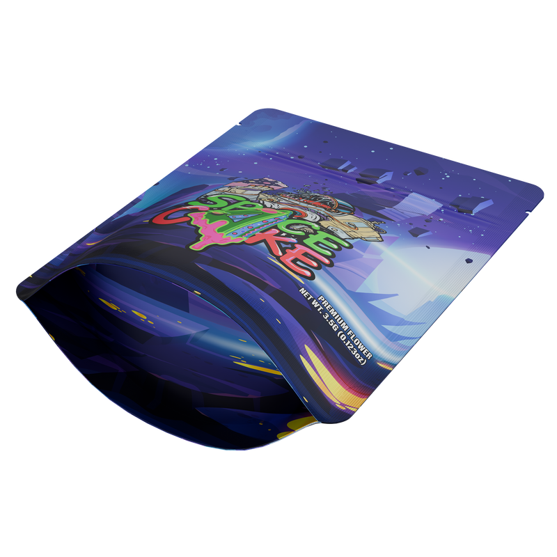 1/8th 3.5g Ounce Space Cake Designer Custom Printed Mylar Bags (100 qty.)