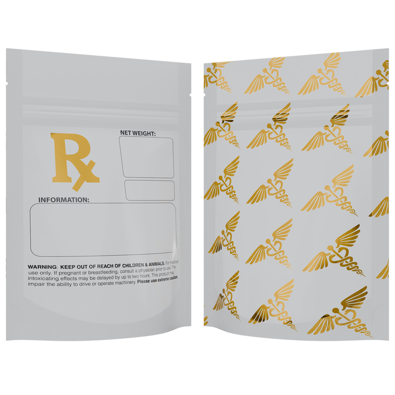 1/8th 3.5g 8th White Rx Designer Custom Printed Mylar Bags (100 qty.) - Dragon Chewer