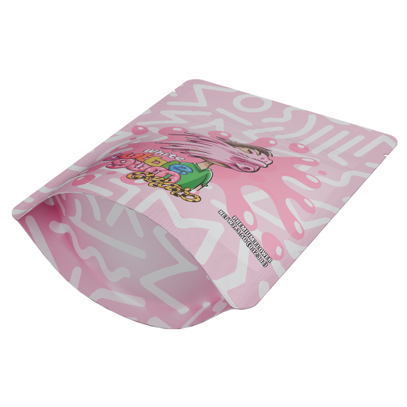 1/8th 3.5g Ounce White Bubblegum Gelato Designer Custom Printed Mylar Bags (100 qty.)