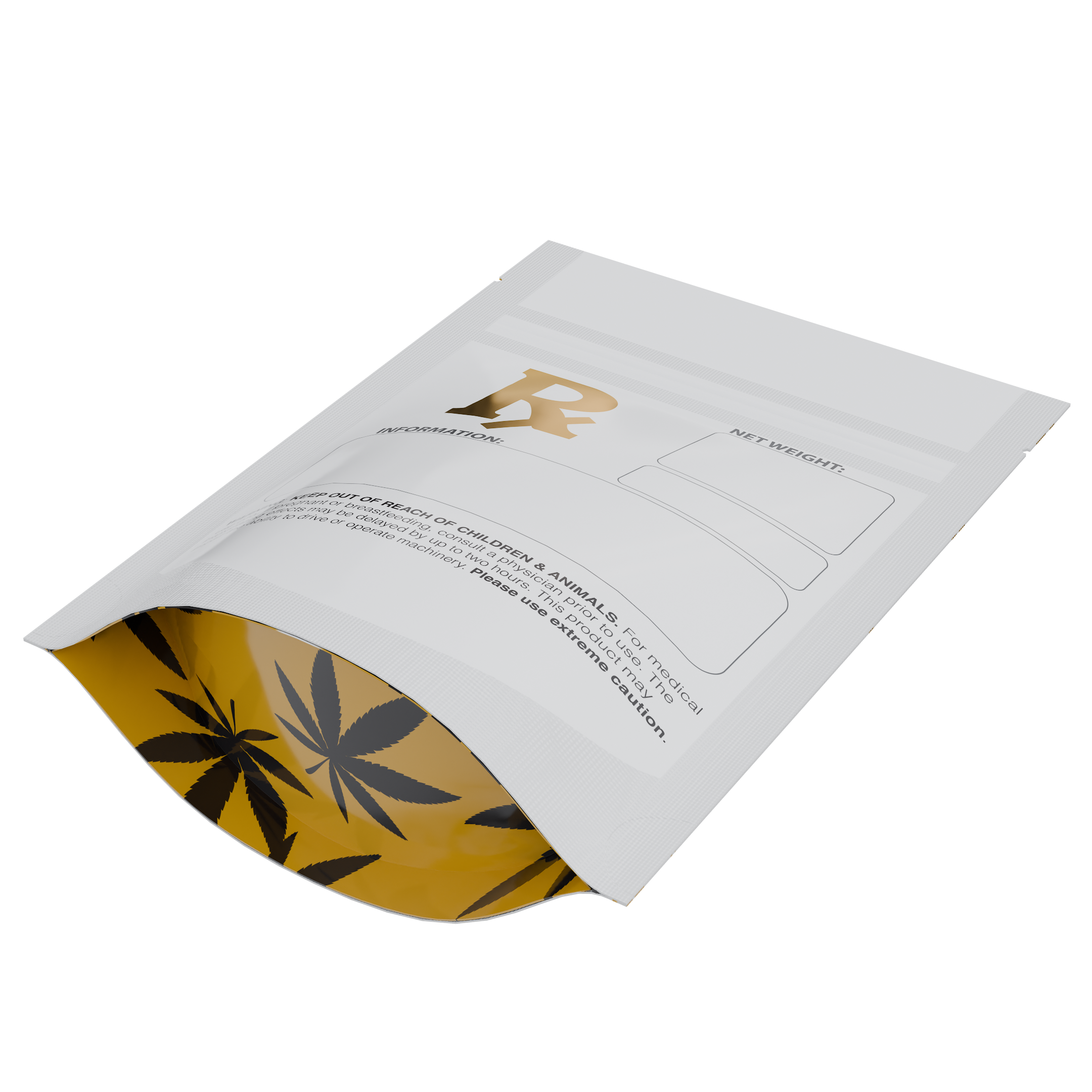 1/8th 3.5g 8th White Rx Designer Custom Printed Mylar Bags (100 qty.) - Dragon Chewer