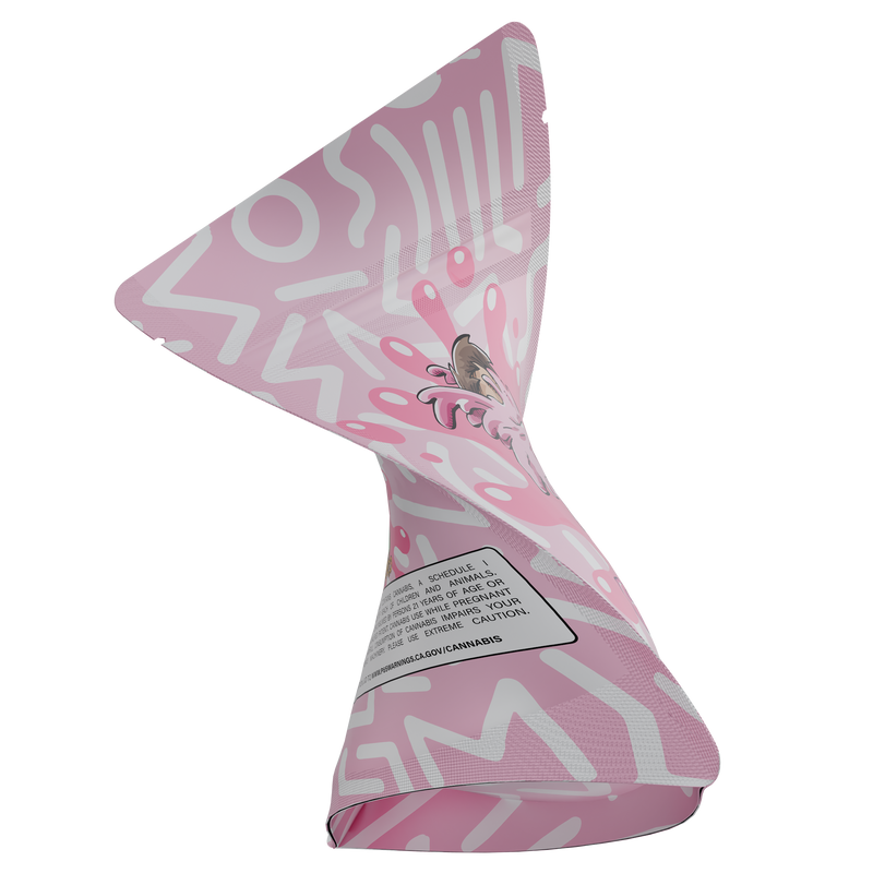 1/8th 3.5g Ounce White Bubblegum Gelato Designer Custom Printed Mylar Bags (100 qty.)