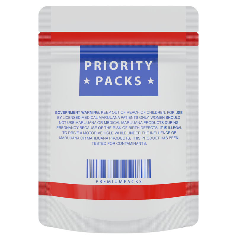 1/8th 3.5g White Priority Packs Designer Custom Printed Mylar Bags (100 qty.) - Dragon Chewer