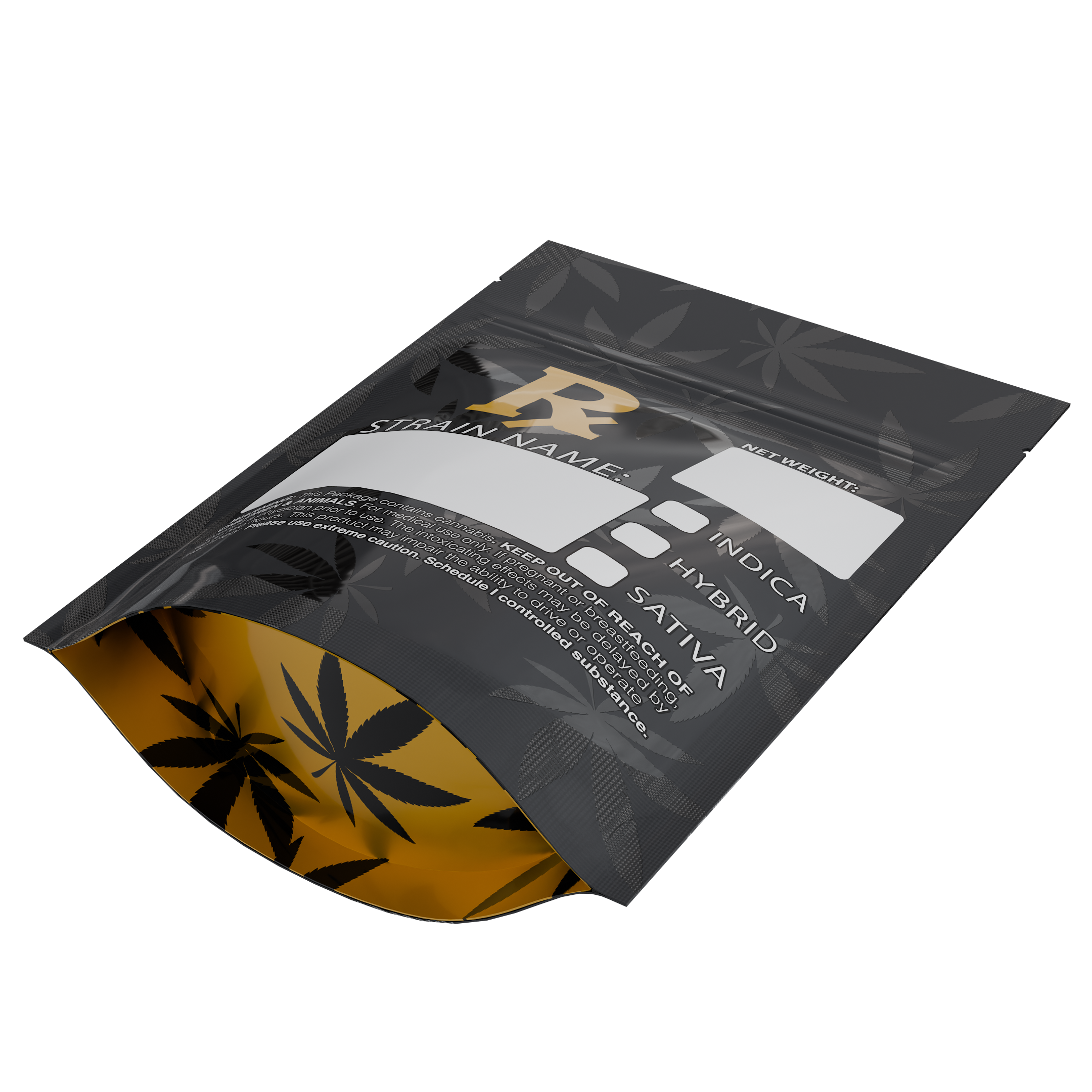 1/8th 3.5g Ounce Rx Generic Designer Custom Printed Mylar Bags (1,000