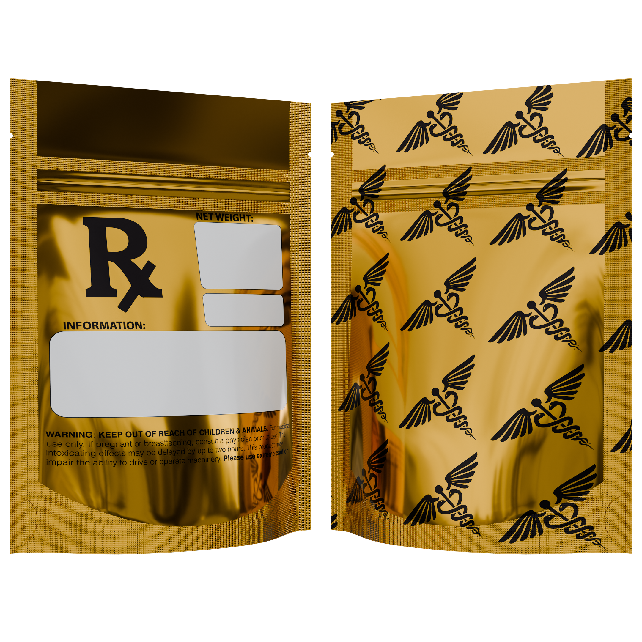 1/8th 3.5g 8th Gold Rx Designer Custom Printed Mylar Bags (1,000 qty.) - Dragon Chewer