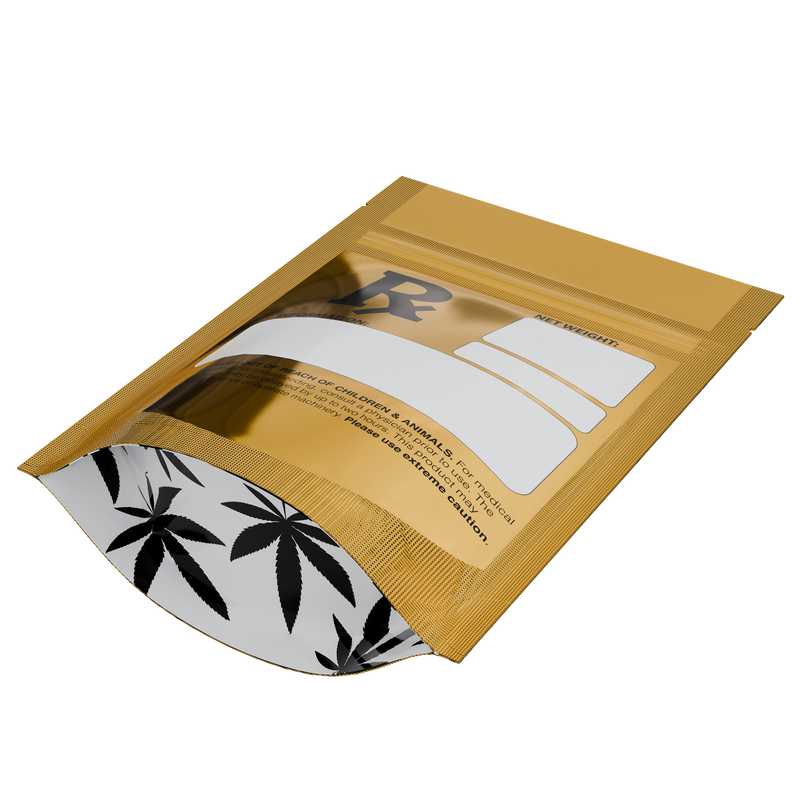 1/8th 3.5g 8th Gold Rx Designer Custom Printed Mylar Bags (1,000 qty.) - Dragon Chewer