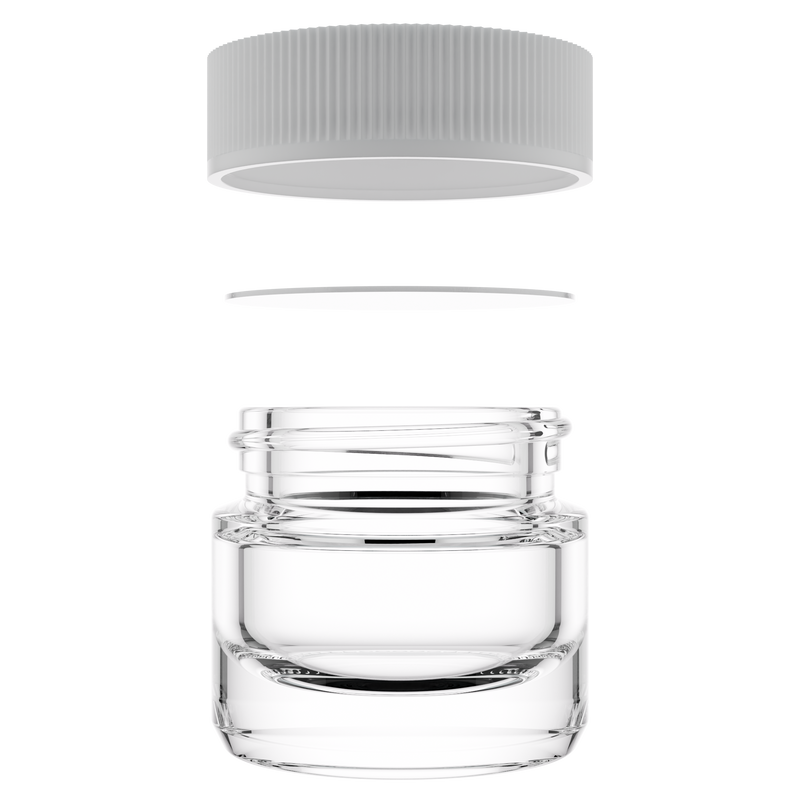 5ML Clear Glass Concentrate Jar - White Twist Cap (250 qty.)