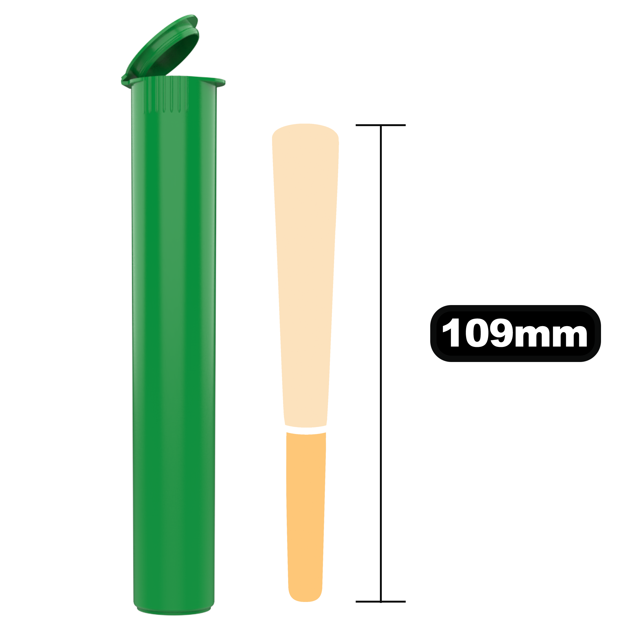 Green opaque wholesale 116mm 109mm King Size joint blunt child resistant CR tubes doob vial bulk rolling smell proof pop top HL Highlock dragon chewer squeeze top cannabis packaging tube mj marijuana 420 cones papers 1 gram holder plastic