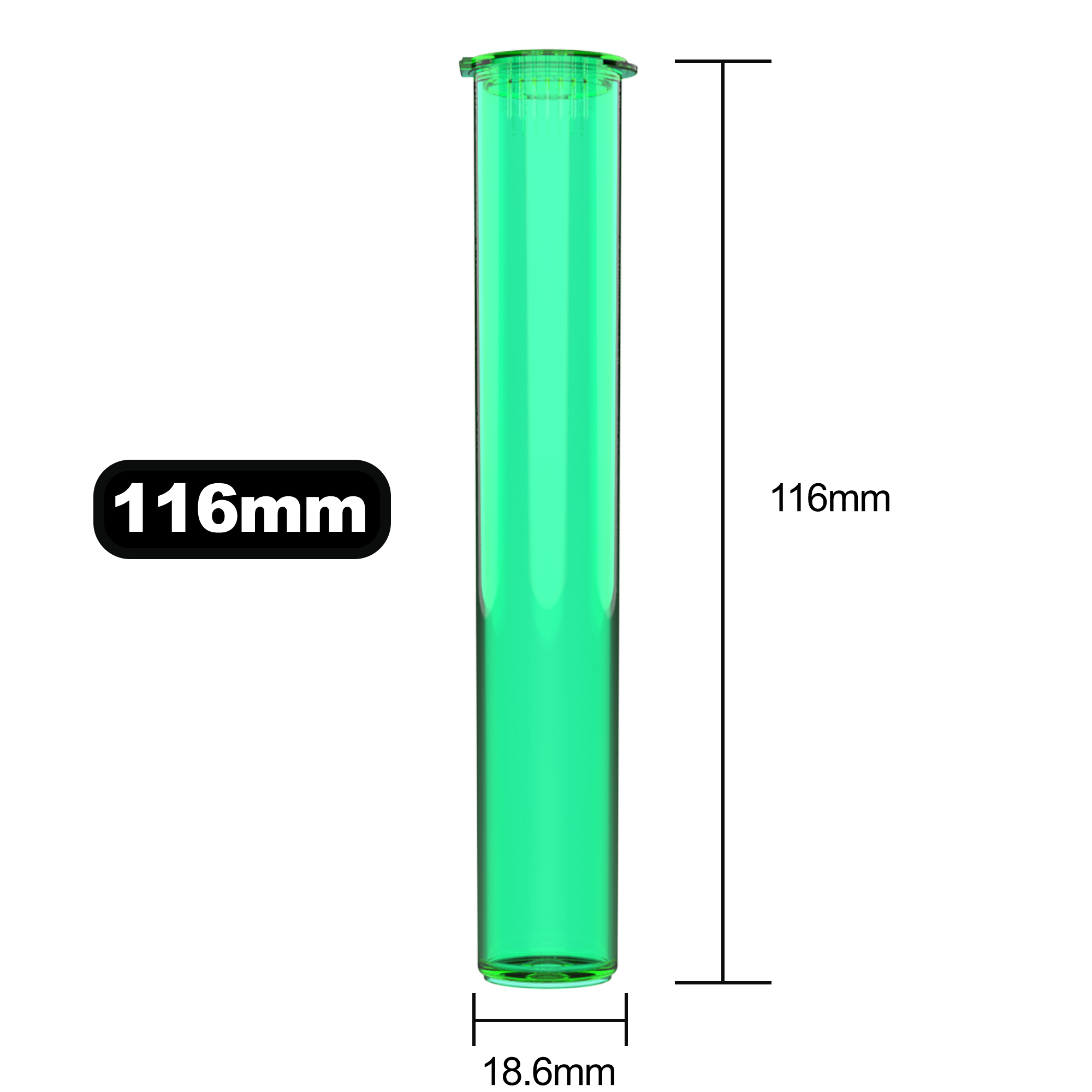 Green translucent transparent wholesale 116mm 109mm King Size joint blunt child resistant CR tubes doob vial bulk rolling smell proof pop top HL Highlock dragon chewer squeeze top cannabis packaging tube mj marijuana 420 cones papers 1 gram