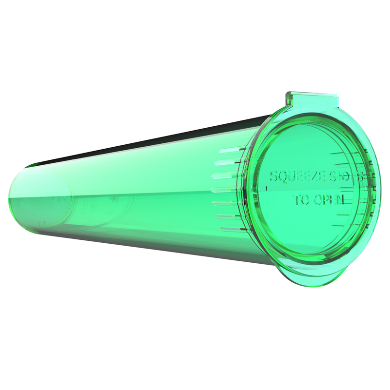 Green translucent transparent wholesale 116mm 109mm King Size joint blunt child resistant CR tubes doob vial bulk rolling smell proof pop top HL Highlock dragon chewer squeeze top cannabis packaging tube mj marijuana 420 cones papers 1 gram BPA free compliant custom near me rx