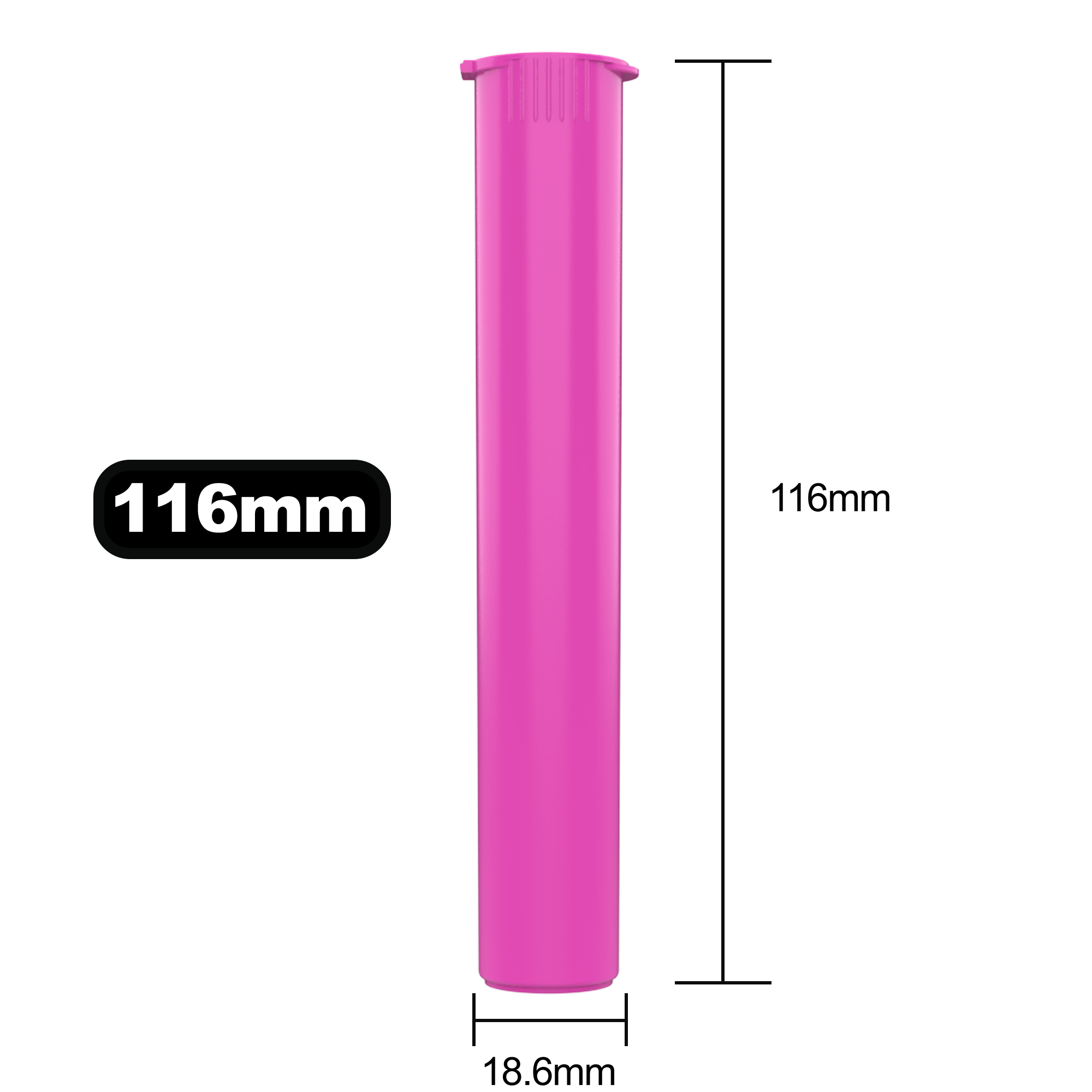 116mm Pink Pop Top Pre Roll Child Resistant Tubes - (500 qty.)