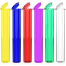 Yellow, blue, red, purple, green, clear transparent translucent wholesale 116mm 109mm King Size joint blunt child resistant CR tubes doob vial bulk rolling smell proof pop top HL Highlock dragon chewer squeeze top cannabis packaging tube mj marijuana 420 cones papers 1 gram BPA free compliant template size labels 1000 rx