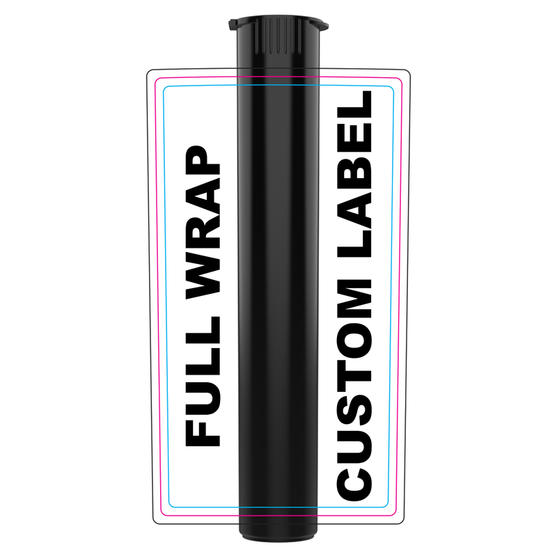 BUNDLE DEAL - Black 116mm Pre Roll Tubes - Custom Labels - Applied (5,000 qty.)
