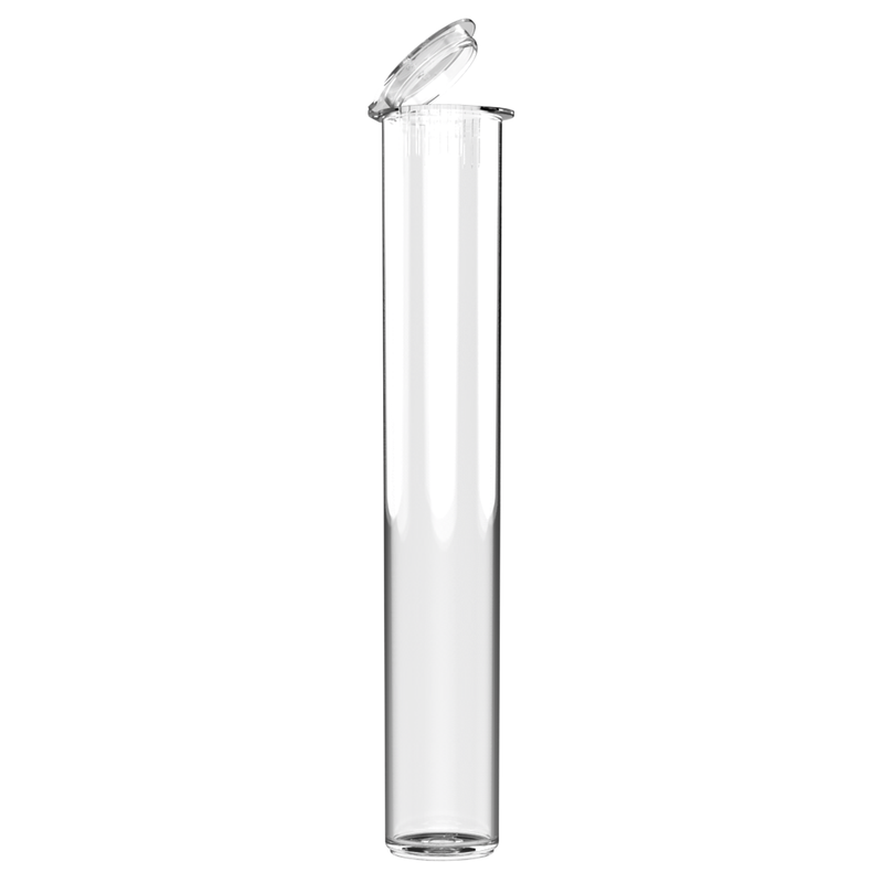 116mm Clear Pop Top Pre Roll Child Resistant Tubes - OPEN LID (500 qty.)