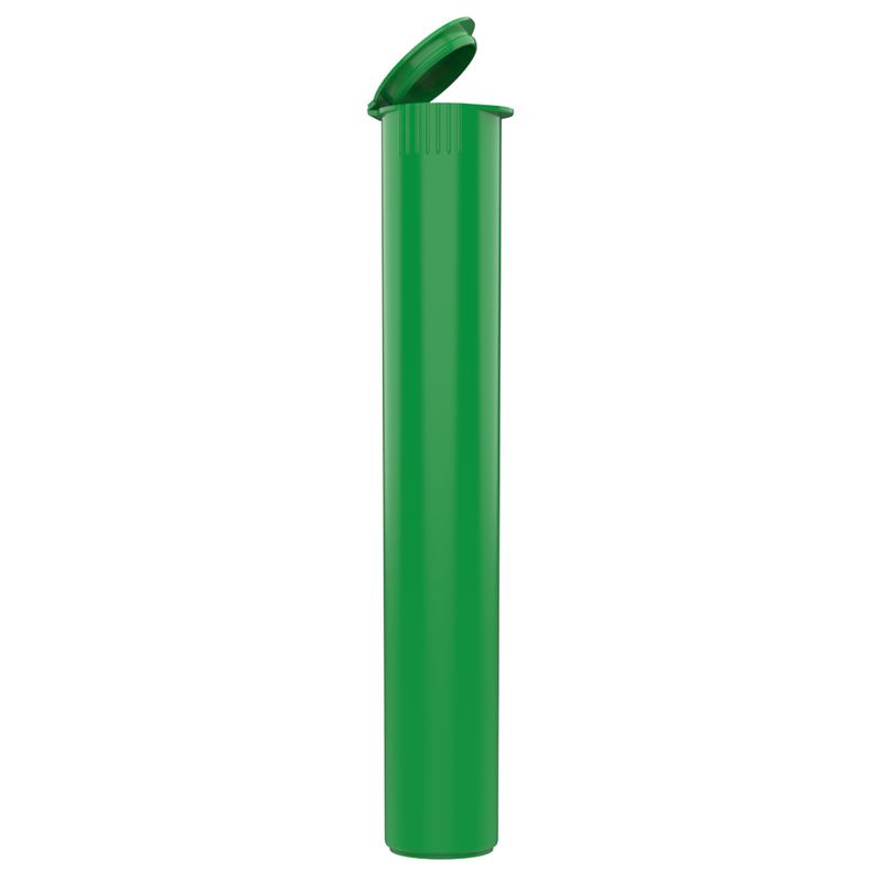 116mm Green Pop Top Pre Roll Child Resistant Tubes - OPEN LID (500 qty.)