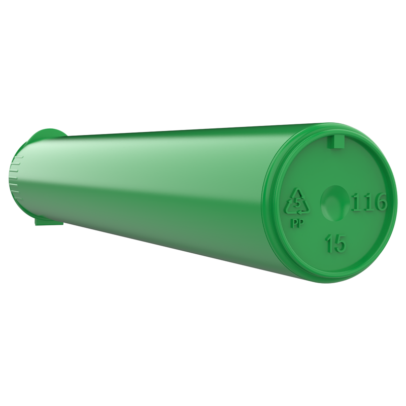 116mm Green Pop Top Pre Roll Child Resistant Tubes - (500 qty.)