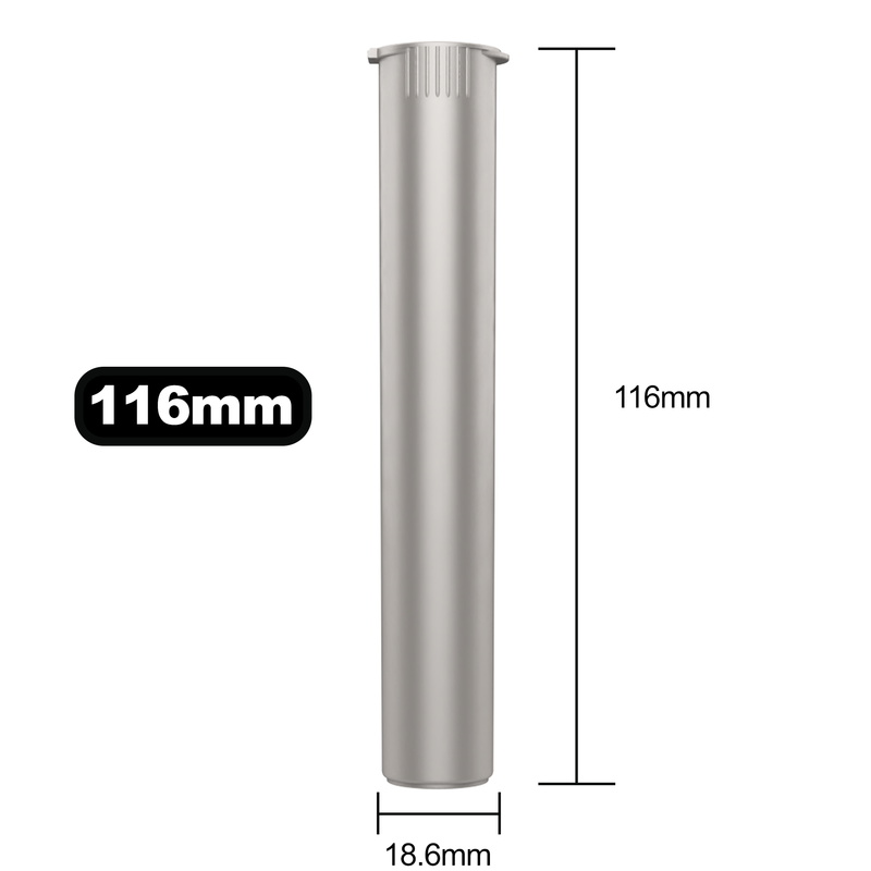 116mm Silver Pop Top Pre Roll Child Resistant Tubes - OPEN LID (500 qty.)