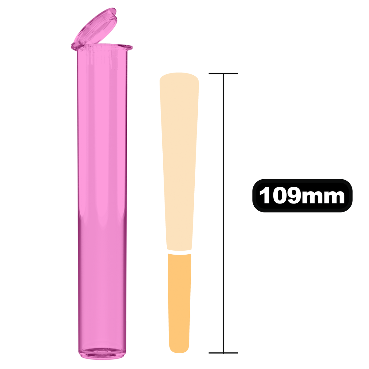 116mm Translucent Pink Pop Top Pre Roll Child Resistant
