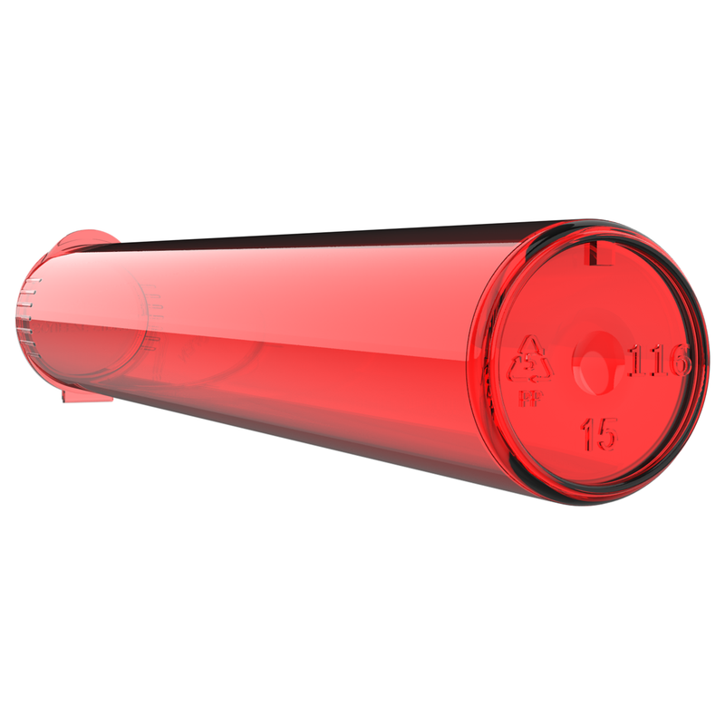 116mm Translucent Red Pop Top Pre Roll Child Resistant Tubes - (500 qty.)