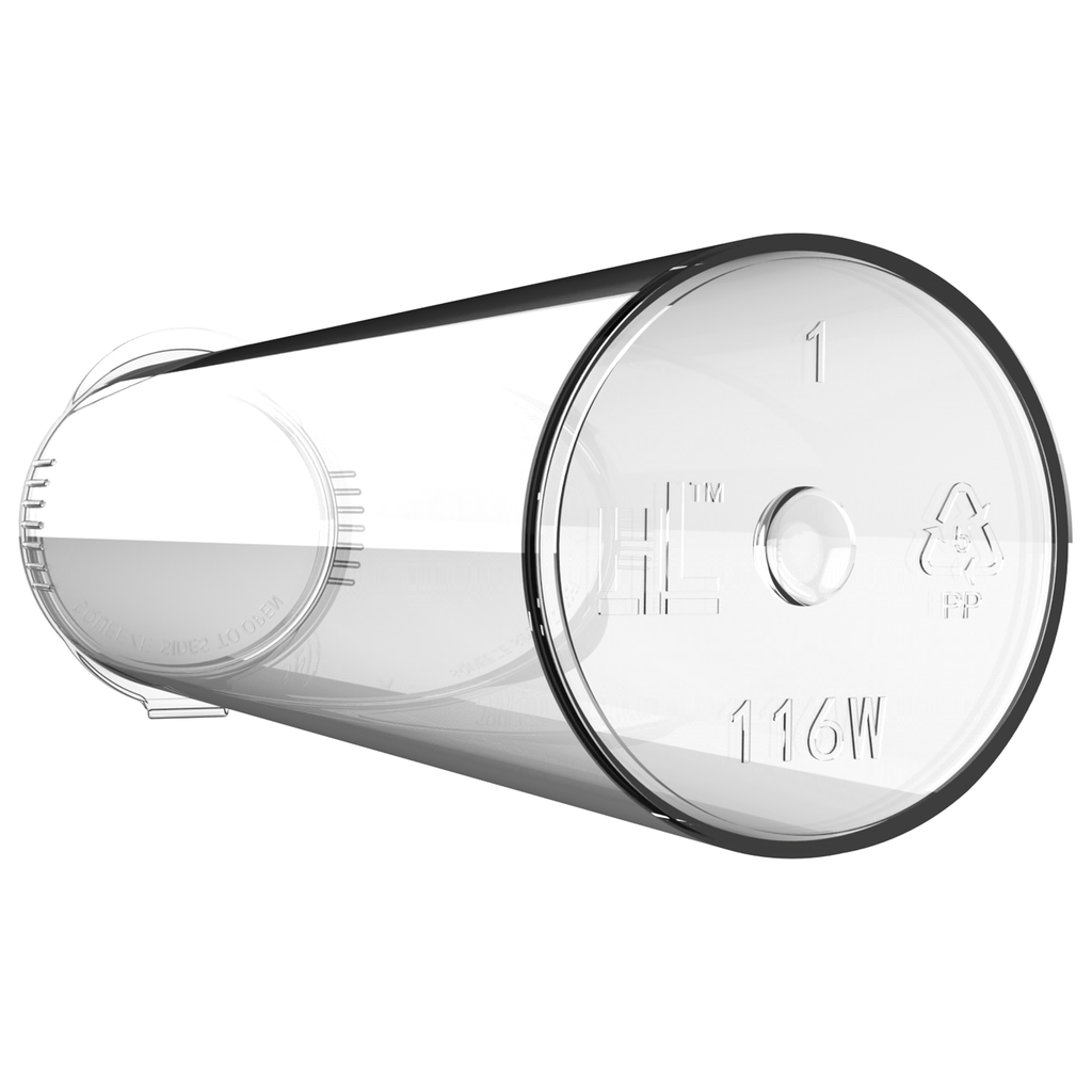 116mm Wide Clear Pop Top Pre Roll Child Resistant Tubes - Multipack Co