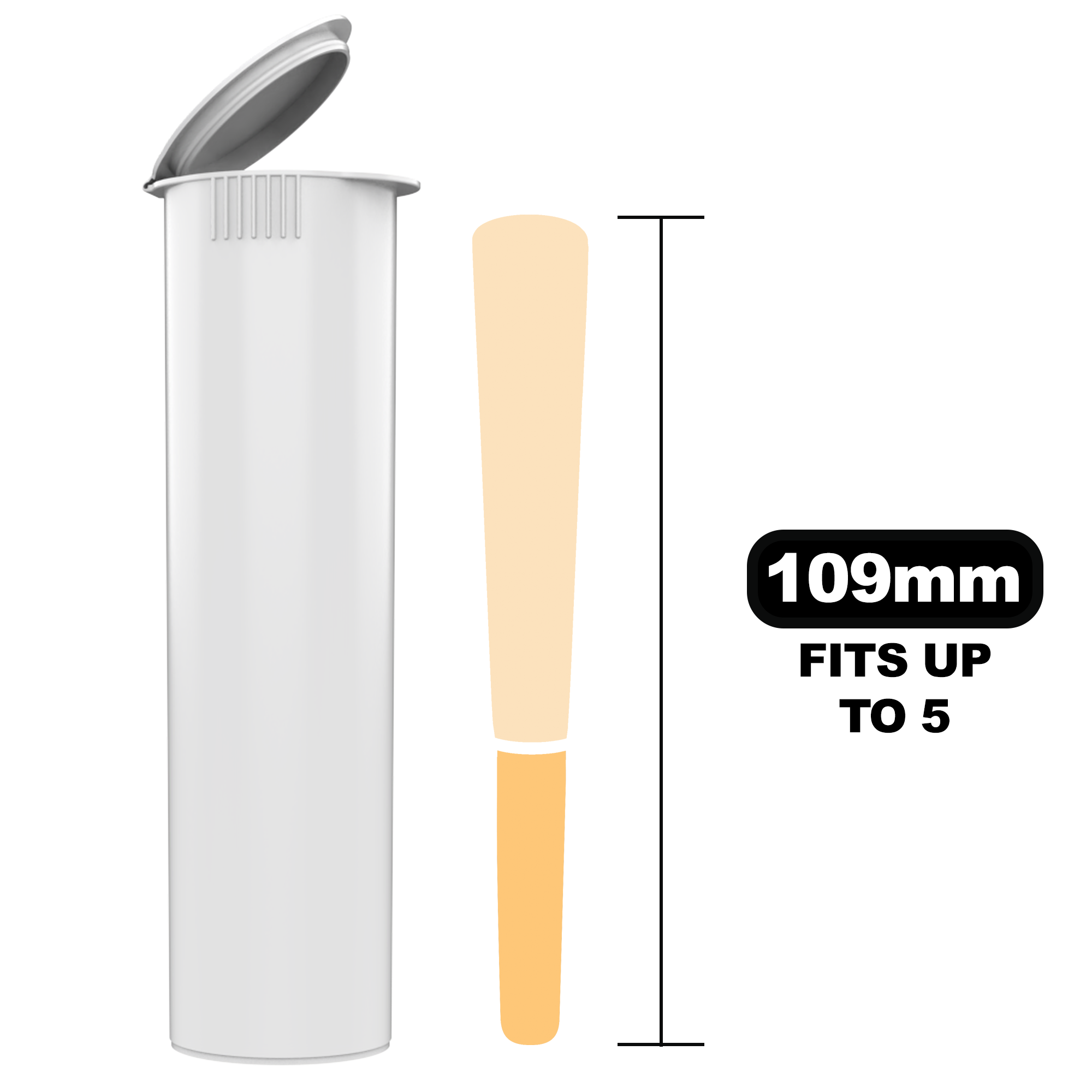 116mm Wide White Pop Top Pre Roll Child Resistant Tubes - Multipack Container (225 qty.) - Dragon Chewer