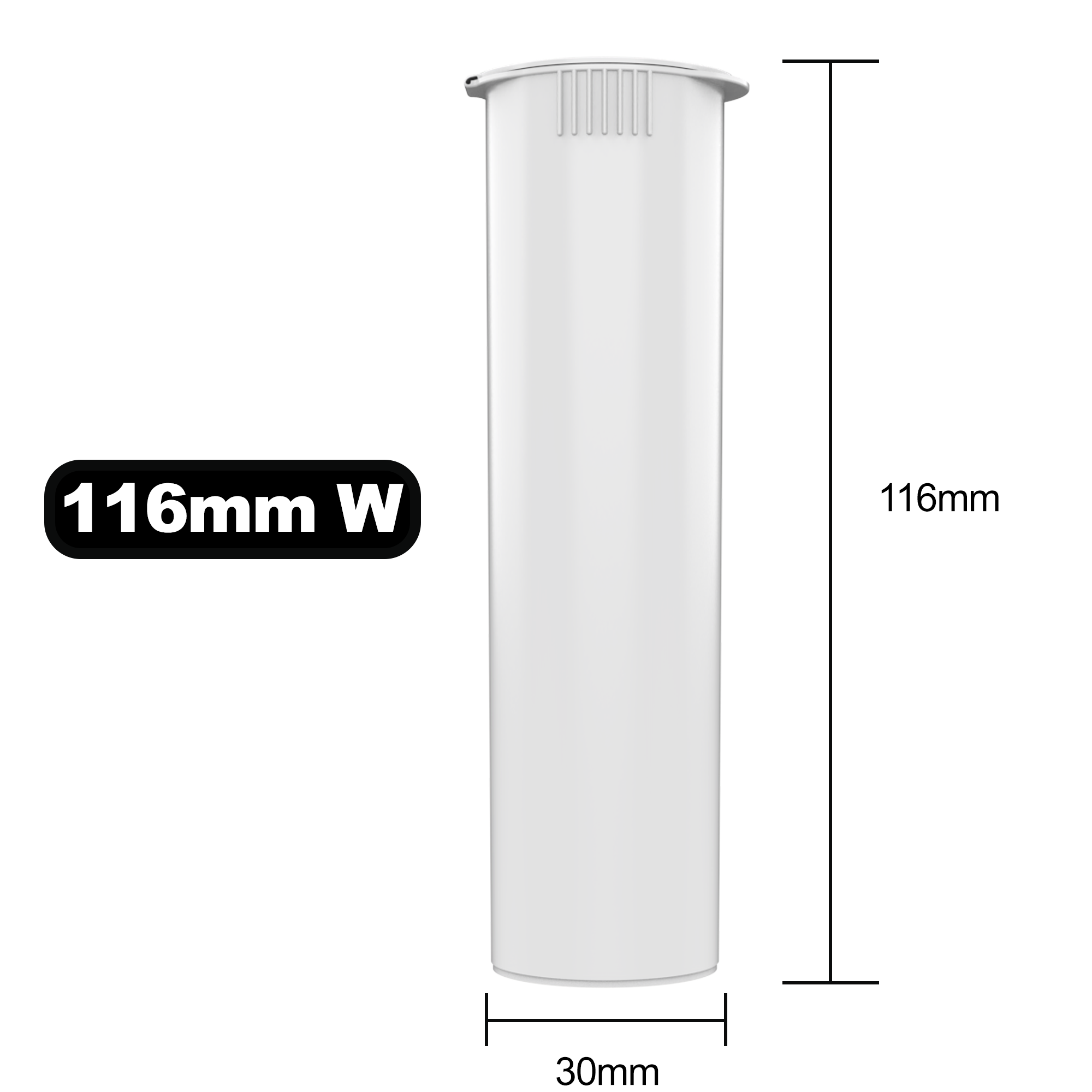 116mm Wide White Pop Top Pre Roll Child Resistant Tubes - Multipack Container (225 qty.) - Dragon Chewer