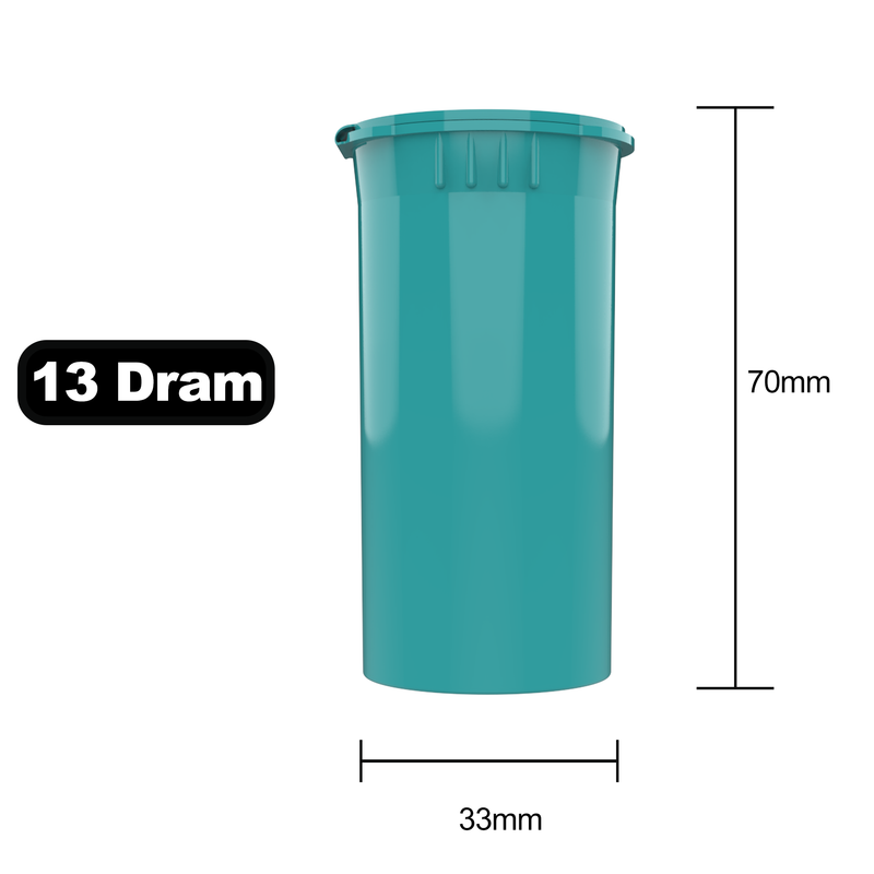 13 Dram Dragon Chewer Aqua Pop Top bottles containers vials diagram size template 1 one gram poptop cheap