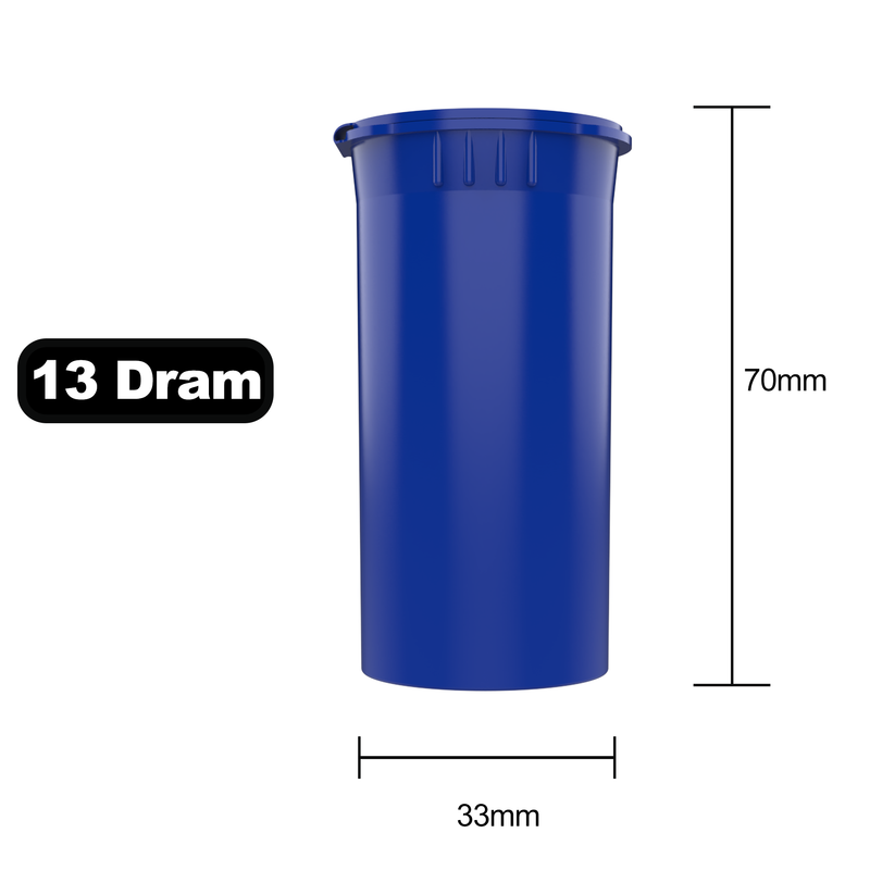 13 Dram Dragon Chewer Blue Pop Top bottles containers vials diagram size template 1 one gram poptop cheap