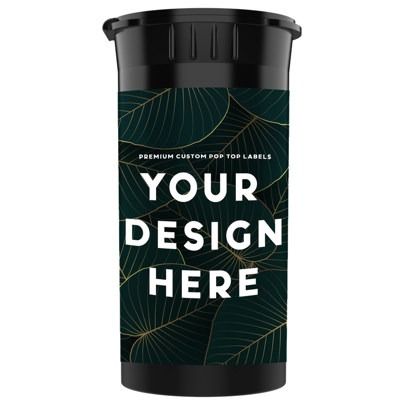 13 Dram Pop Top CR Container Premium Custom Labels (2,500 qty.) - USA MADE - Dragon Chewer