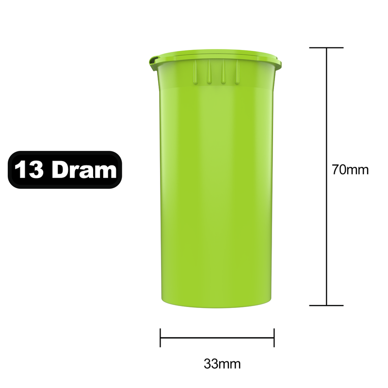 13 Dram Dragon Chewer Lime Green Pop Top bottles containers vials diagram size template 1 one gram  poptop cheap