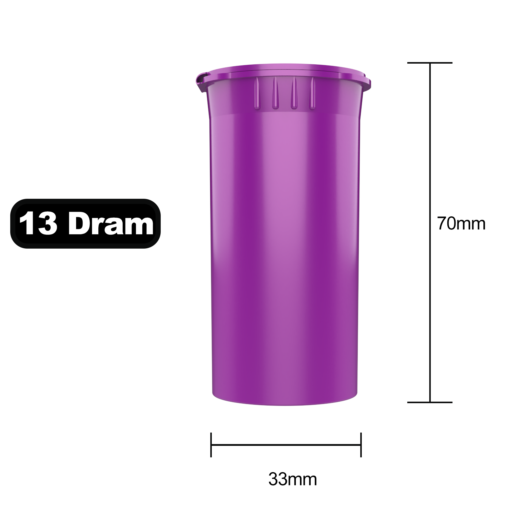 13 Dram Dragon Chewer Purple Pop Top bottles containers vials diagram size template 1 one gram poptop cheap