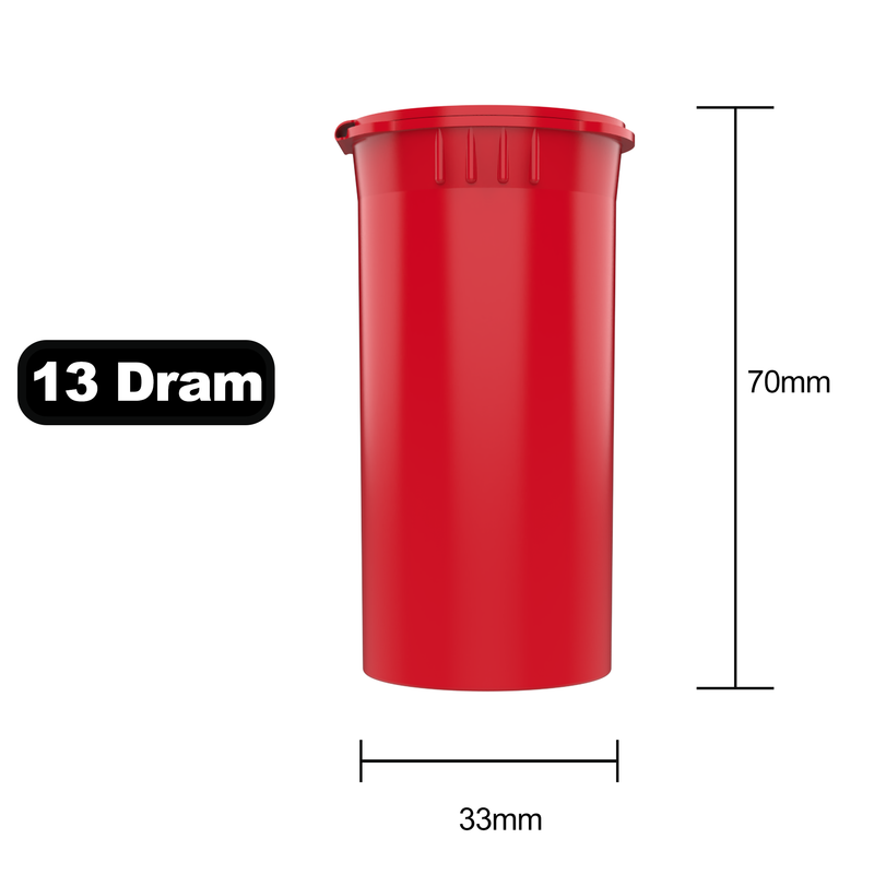13 Dram Dragon Chewer Red Pop Top bottles containers vials diagram size template 1 one gram poptop cheap