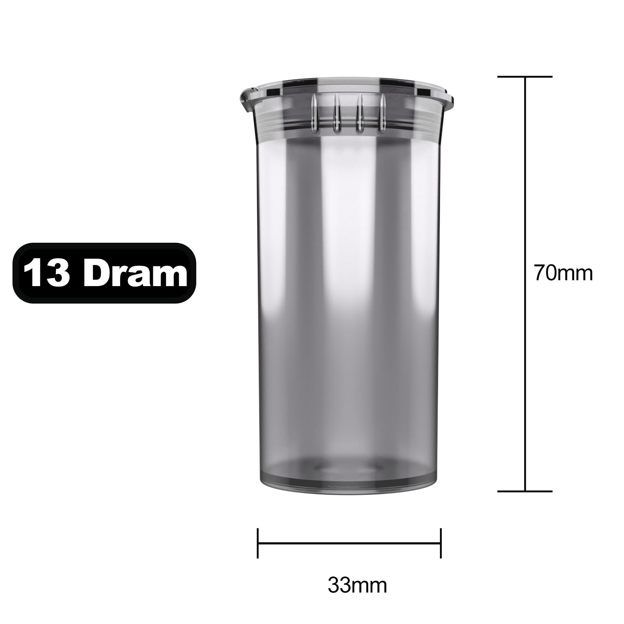 13 Dram Smoke Child Resistant Pop Top Bottles (315 qty.)