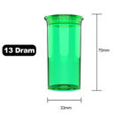 13 Dram Dragon Chewer Translucent Green Pop Top bottles containers vials diagram size template 1 one gram poptop cheap translucent transparent 