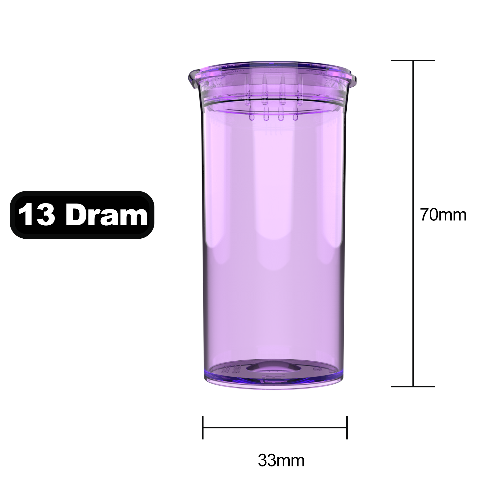 13 Dram Translucent Purple Child Resistant Pop Top Containers (315 qty.) - Dragon Chewer