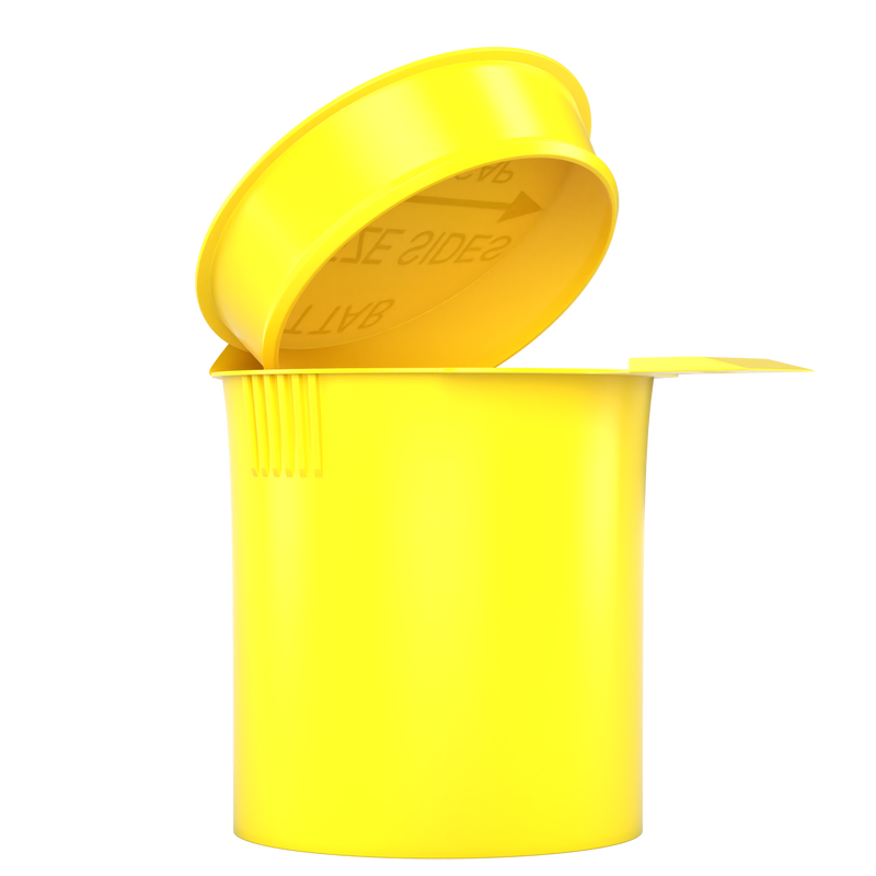 6 Dram Opaque Yellow Child Resistant Latch Top Pop Top Bottles (300 qty.)