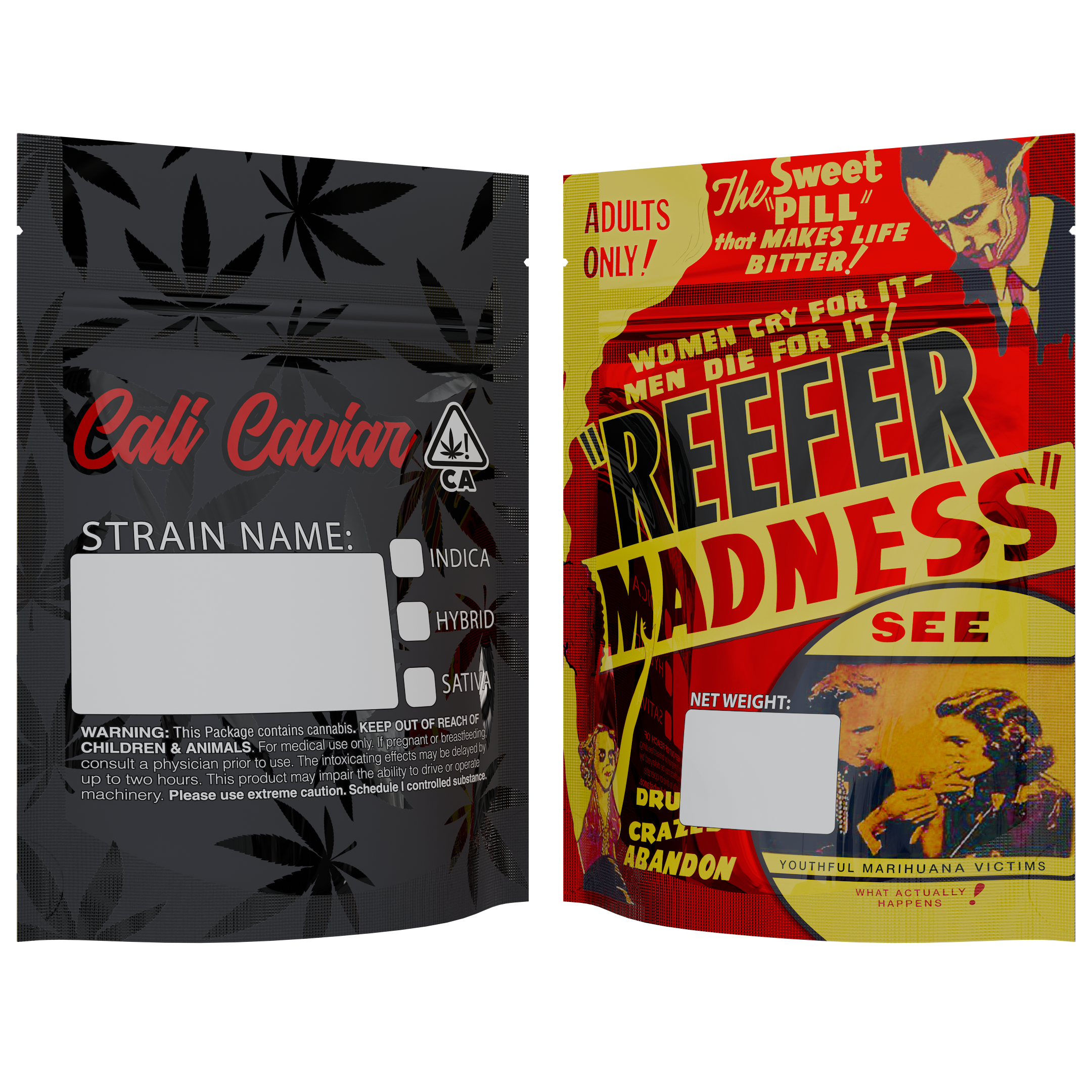 1/8th 3.5g 8th Madness Cali Caviar Red Designer Custom Printed Mylar Bags (100 qty.) - Dragon Chewer