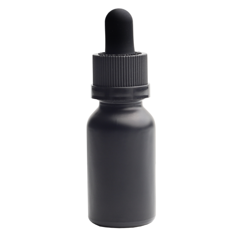 15ML Black Glass Dropper Bottles - Child Resistant Black Cap (200 qty.)