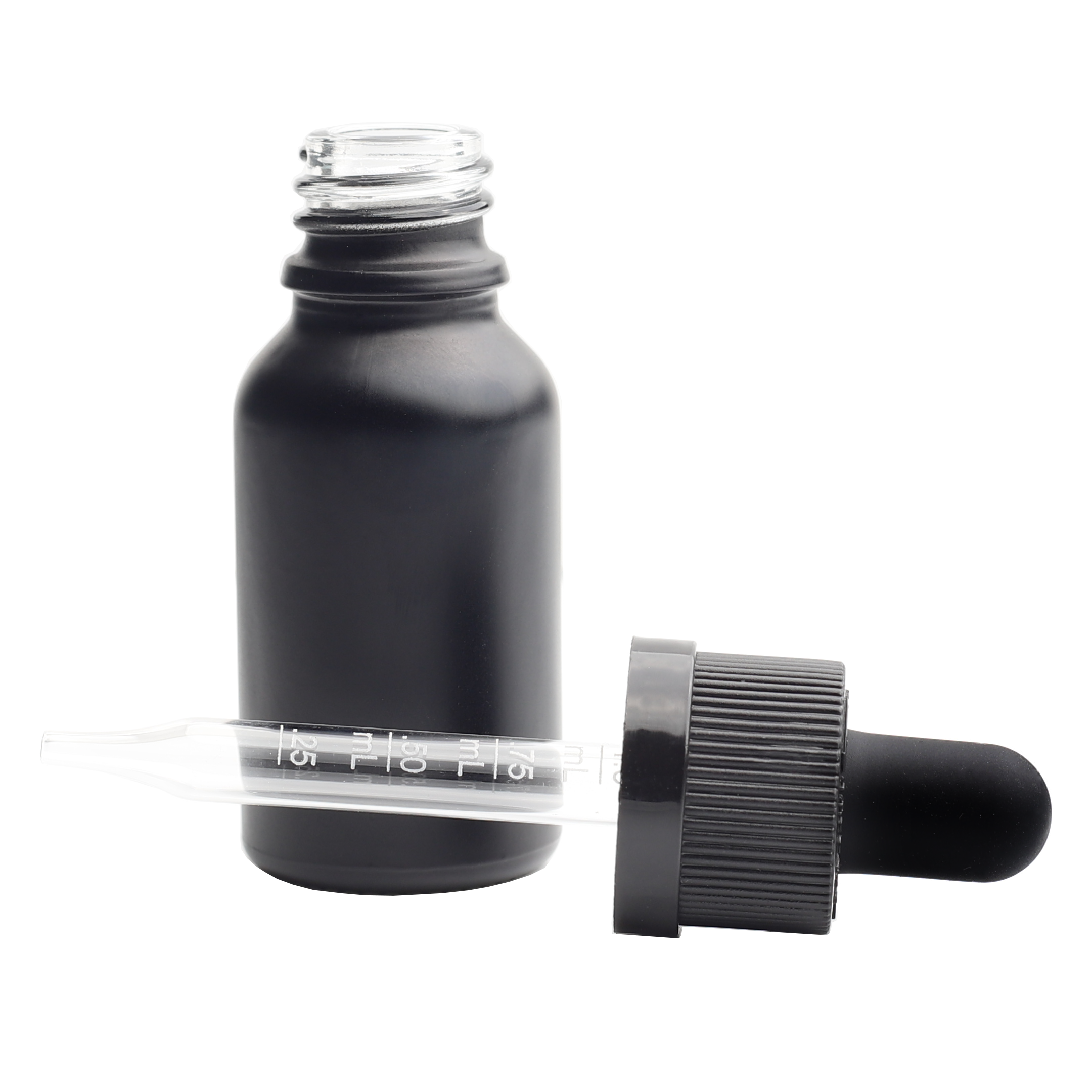 15ML Black Glass Dropper Bottles - Child Resistant Black Cap (200 qty.)