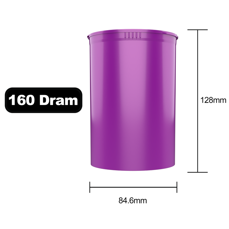 160 Dram Dragon Chewer Purple big large wide mouth Pop Top bottles containers vials diagram size template 1 ounce oz poptop cheap