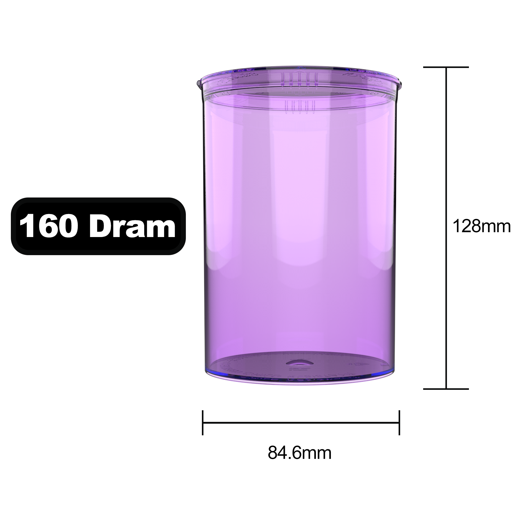 160 Dram Translucent Purple Child Resistant Pop Top Bottles (33 qty.) - Dragon Chewer