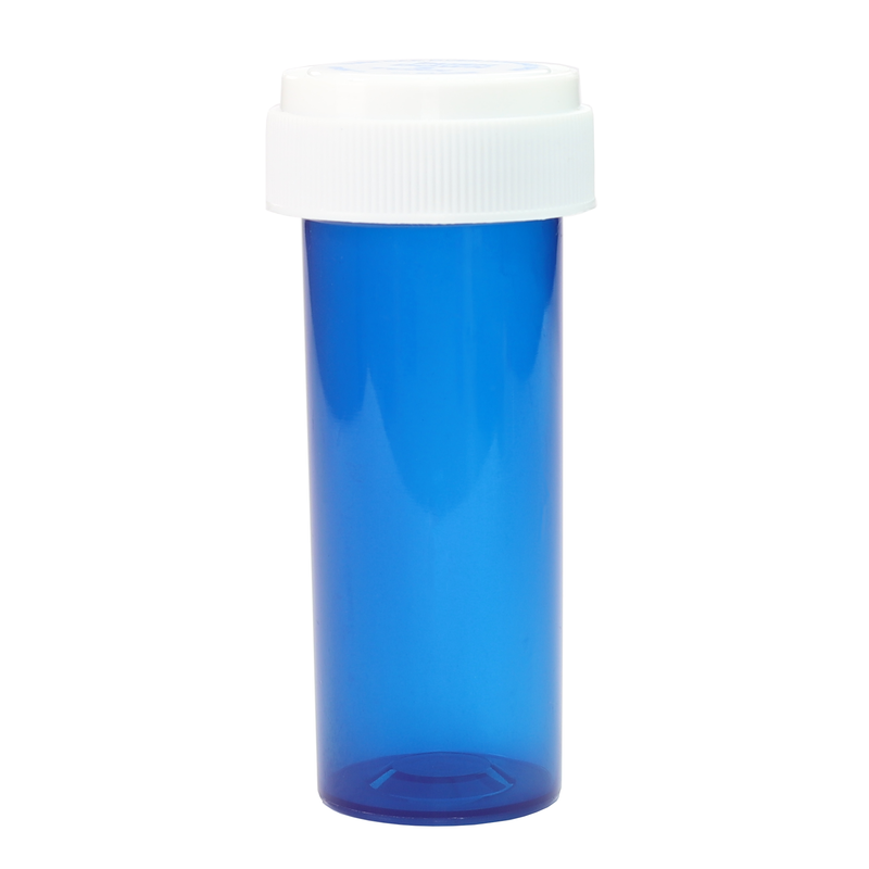 13 Dram Translucent Blue Reversible Cap Vials - Flip Top Container & Cap (275 qty.)