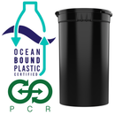 19 Dram Black Recycled Ocean Plastic PCR Child Resistant Pop Top Bottles (225 qty.) - Dragon Chewer