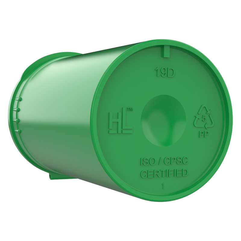 19 Dram Opaque Green Child Resistant Pop Top Bottles (225 qty.)