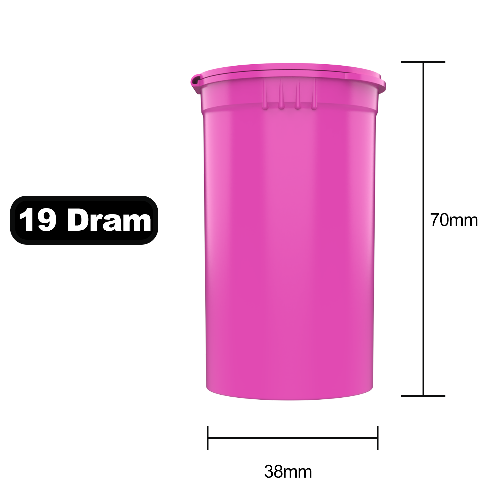 19 Dram Opaque Pink Child Resistant Pop Top Bottles (225 qty.) - Dragon Chewer