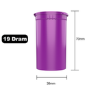 19 Dram Dragon Chewer Purple Pop Top bottles containers vials diagram size template 1/8th ounce 3.5 gram eighth oz ounce poptop cheap