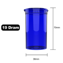 19 Dram Dragon Chewer Translucent Blue Pop Top bottles containers vials diagram size template 1/8th ounce 3.5 gram eighth oz ounce poptop cheap translucent transparent