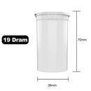 19 Dram Dragon Chewer White Pop Top bottles containers vials diagram size template 1/8th ounce 3.5 gram eighth oz ounce poptop cheap